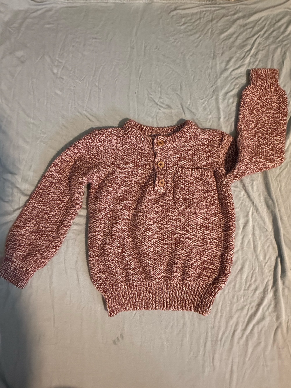 okie dokie Marled Burgundy Button Pullover Sweater